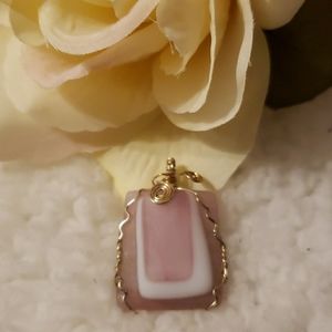 💖Pink and White Glass Pendant